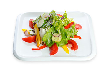 fresh vegetable salad isolated on white background