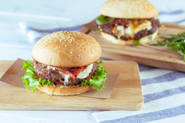 Tasty and appetizing hamburger