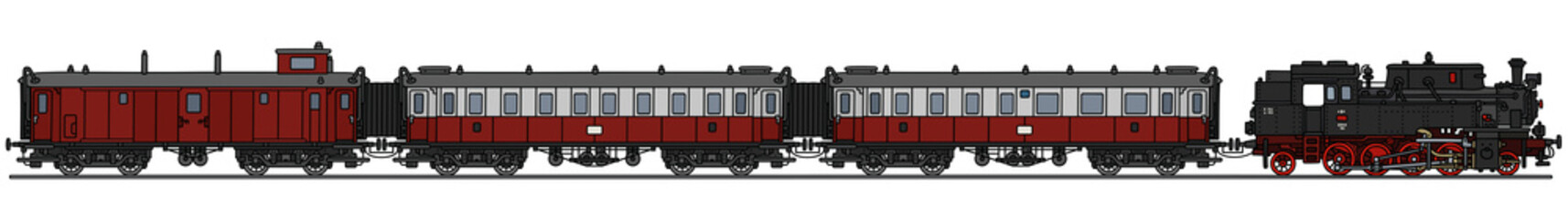 Hand drawing of a classic red steam train
