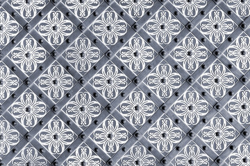 Decorative metal vintage doors detail. Colorized architecture background