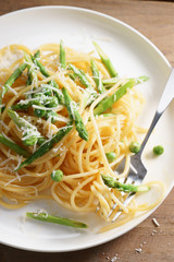 Spring pasta carbonara