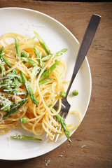 Spring pasta carbonara