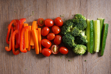 colorful vegetable on wooden background