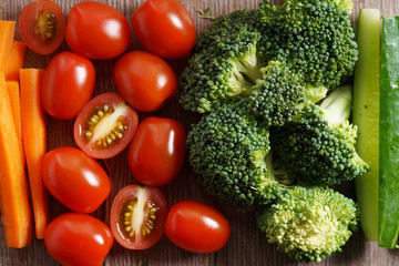 colorful vegetable on wooden background