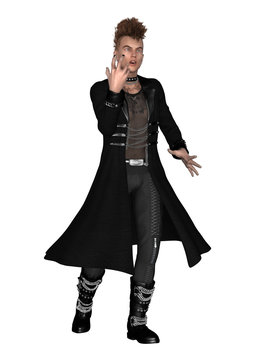 3D Rendering Gothic Male Model on White