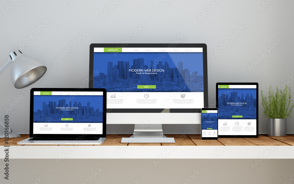 Poster workplace with rfresh and modern online responsive website on de