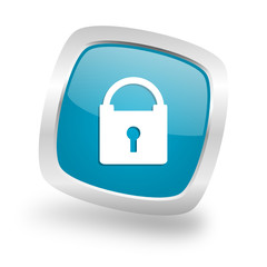 Modern design square blue padlock vector icon 