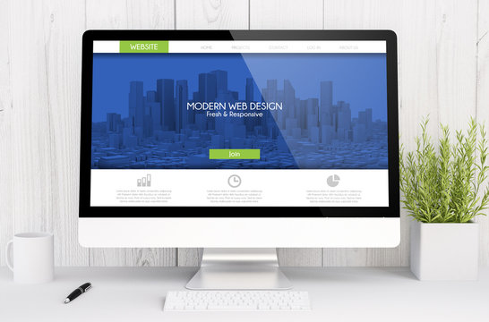 white workspace with website fresh and modern design