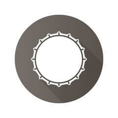 Beer bottle cap flat design long shadow icon