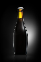 Bottle of beer or cider isolated on black background