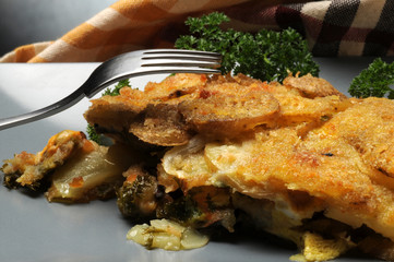 Tartaleta de mejillones y patatas Mussels and potatoes pie Tortino di cozze e patate