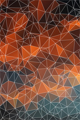 Abstract vector polygon background in the colors of the sunset sky. Vertical modern backdrop for web design, posters, templates, billboards.