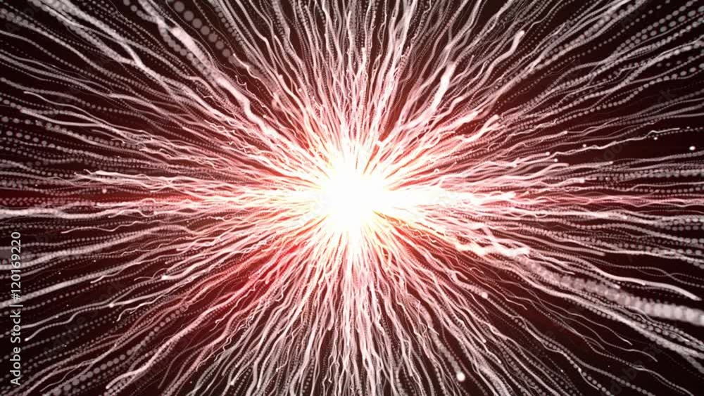 Poster Abstract motion background with red waving lines radiating from a light source