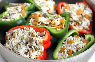 Stuffed peppers with rice and vegetables