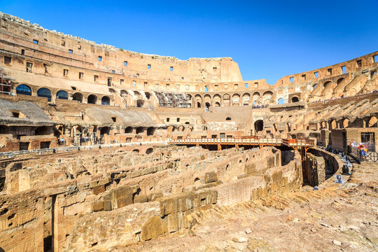 Interior of huge Colosseum, Italy