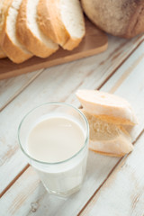 glass of milk and bread