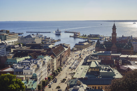 Aerial view of the beautiful Helsingborg
