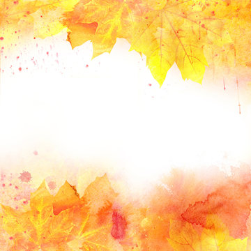 Watercolor autumn background.