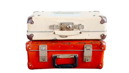 old suitcases isolated