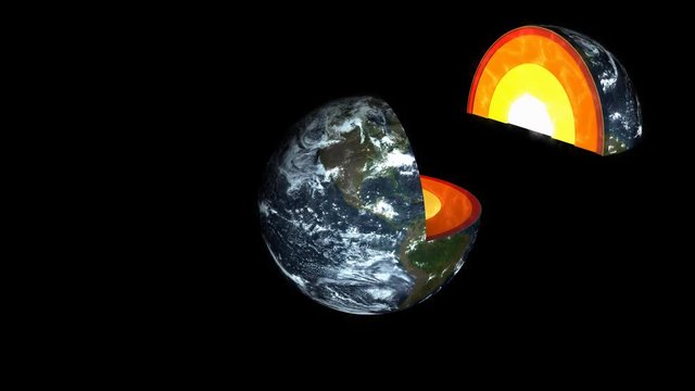 Computer generated, Education, seience animation Earth layers.	