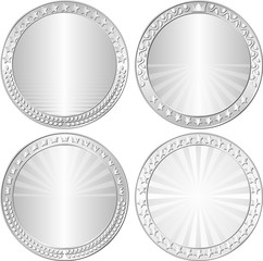 set of round banners with stars crowns and laurel wreath