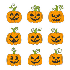 Halloween pumpkin for Halloween party Trick or treat Vector icons