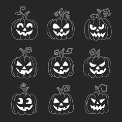 Halloween pumpkin for Halloween party Trick or treat Vector icons