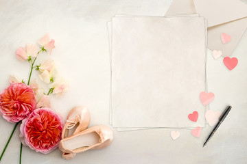 Pretty Styled Desktop Mockup flatlay hand painted background, copy space, great for lifestyle...