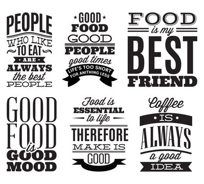 set of vintage typographic food quotes to the menu or t-shift