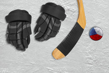 Czech hockey puck and accessories