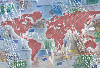 Abstract business background with card and euro banknotes