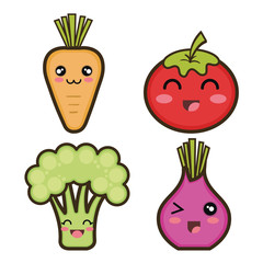 set cartoon vegetables design vector illustration eps 10