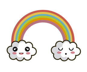 icon rainbow cloud faces design vector illustration eps 10