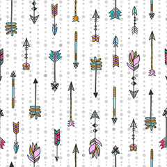 Arrows seamless vector pattern. Background with arrows boho style elements