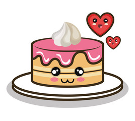 cartoon cake love dessert design vector illustration eps 10