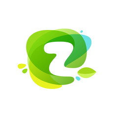 Obraz premium Letter Z logo at green watercolor splash background.