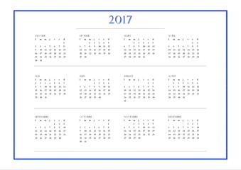 Simple calendar for 2017 year in french language
