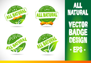 All Natural Badge Logo Vector
