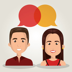 man woman talking bubble dialogue isolated vector illustration eps 10