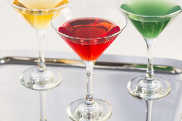 Fruit cocktails on white background