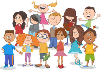 kids or teens group cartoon