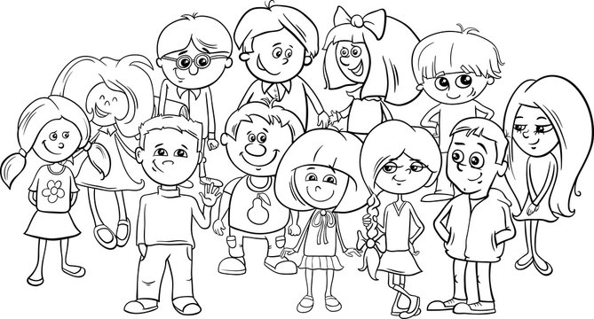 school kids coloring page
