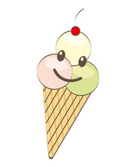 ice cream character delicious dessert vector illustration design