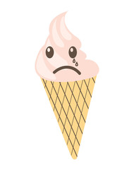 ice cream character delicious dessert vector illustration design