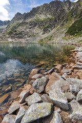 Landscape with Stones in the water of Musalenski lakes,  Rila mountain, Bulgaria