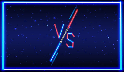 Obraz na płótnie Canvas Blue and red Neon Versus Logo. VS Vector Letters Illustration. Competition Icon. Fight Symbol.