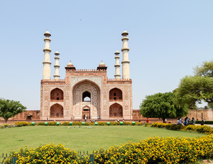 Akbar's Tomb's entrance in Sikandra, a suburb of Agra, Uttar Pradesh, India.of external Built to imitate the Buland Darwaza at Fatehpur Sikri, the city, Akbar founded 