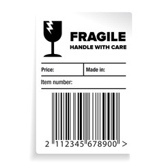 Fragile Barcode Packaging Label or sticker vector