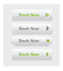 Book now. Set of vector web interface buttons. Shapes and styles variations.