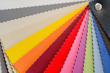 Upholstery Leather samples with diferent colors